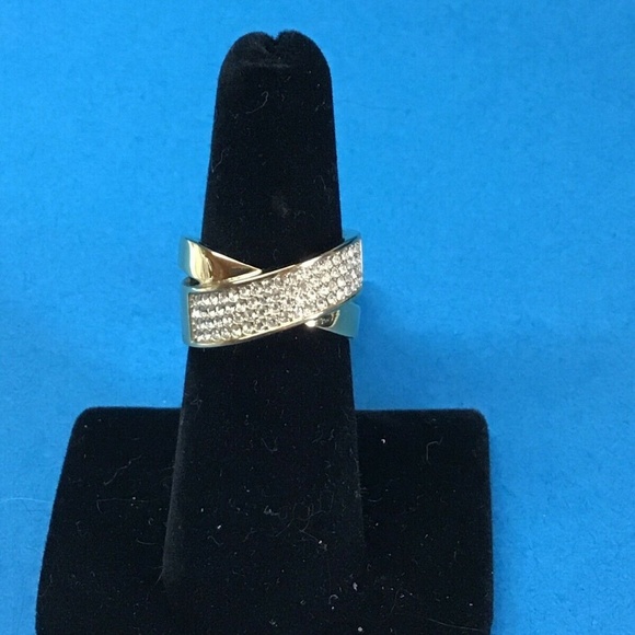 Michael Kors Tone Pave Criss Cross Ring Size 7 - Picture 5 of 5